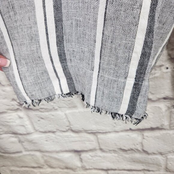 Cloth & Stone Striped Jumpsuit Wide Frayed Legs Open Back Linen Blend XS - Picture 8 of 16